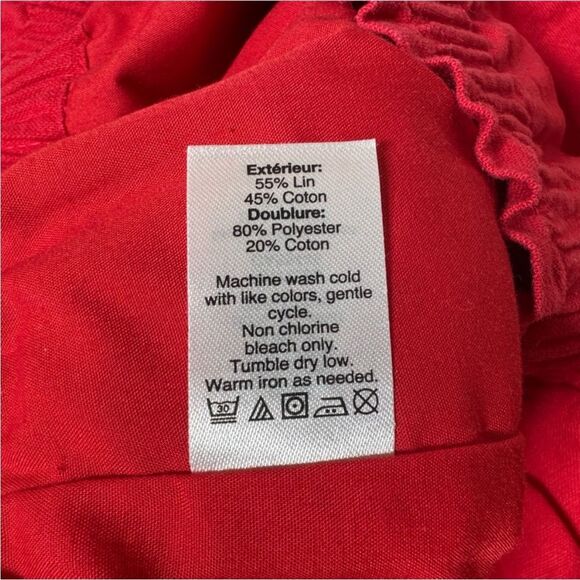 NWOT J. Crew Red Linen Blend Scalloped Sidewalk Skirt Sz. 6 - Picture 5 of 6